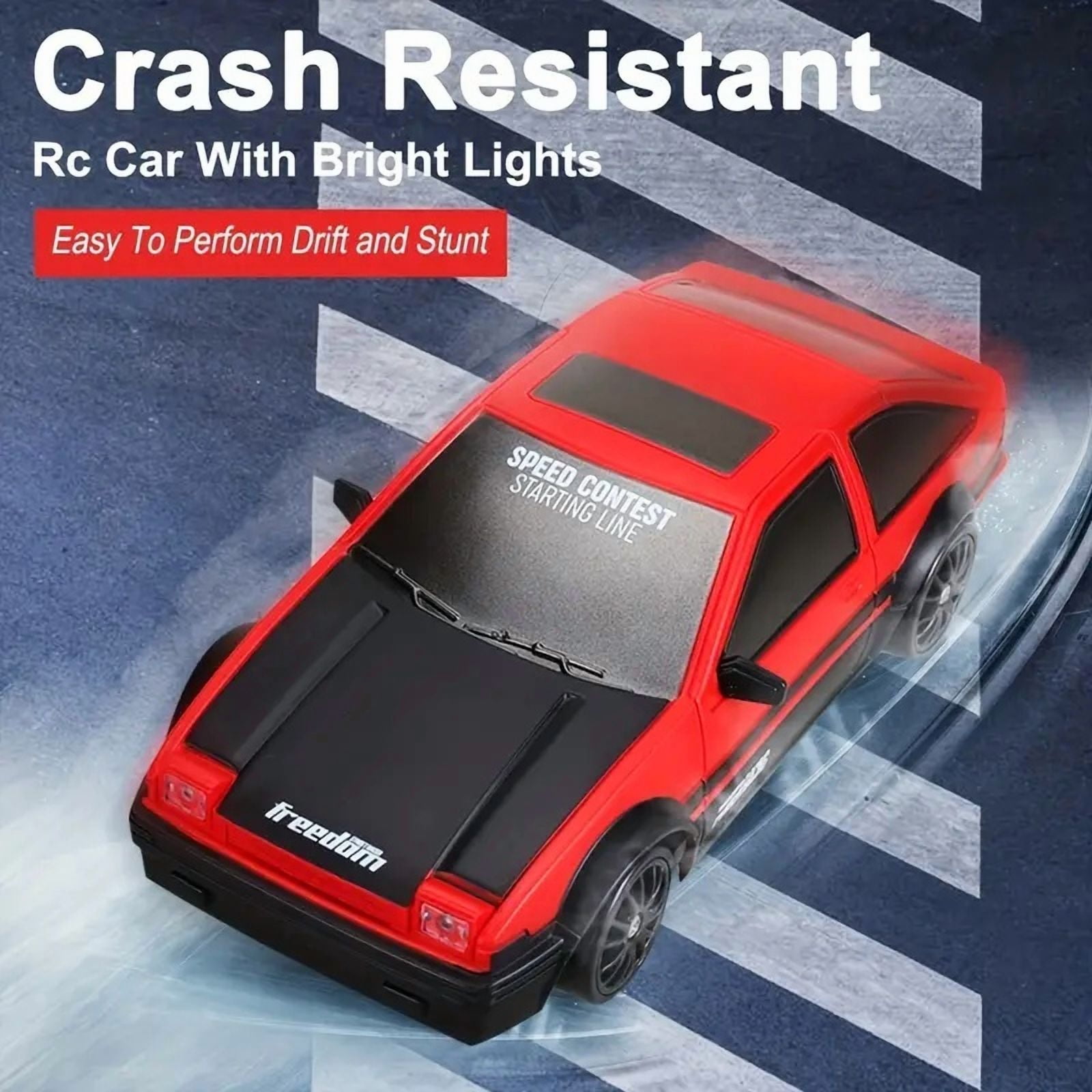 HYPERLIVING Remote Control Car Drift Stunt Car With LED Light Glow 14KM/ H High Speed RC Car With Rechargeable Battery Toy Car