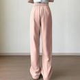 thumbnail image 5 of Workout Pants Women New Women's Casual Loose Full Length Pants High Waist Button Wide Leg Trousers Dress Business Work Pant Pinky L, 5 of 5