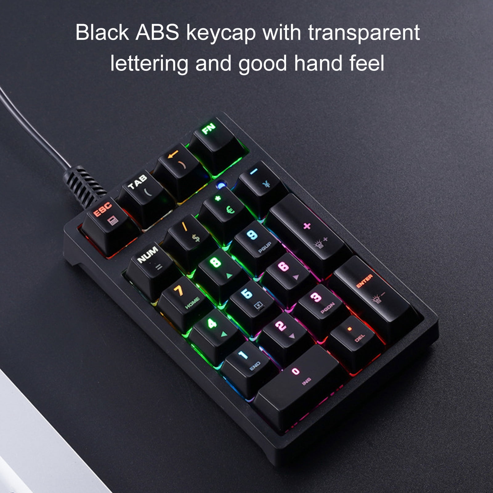 Naierhg Laptop Keypad with Mechanical Green Switches Mechanical Green Switch Laptop Keypad Usb Wired External Number Keyboard 21-key Mechanical for Laptop Black