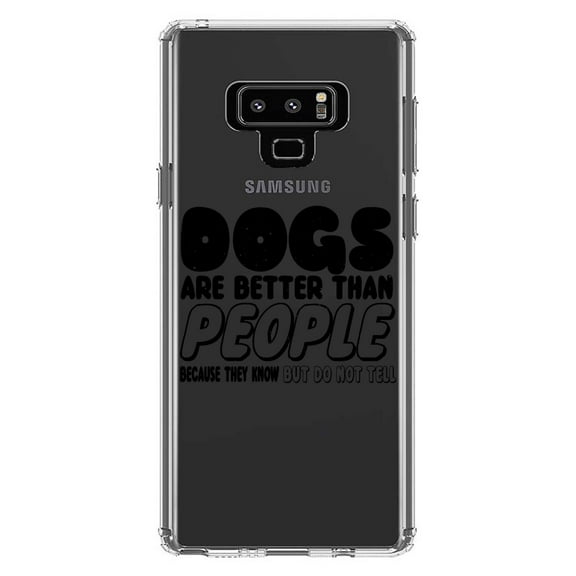 DistinctInk Clear Shockproof Hybrid Case for Samsung Galaxy Note 9 - TPU Bumper Acrylic Back Tempered Glass Screen Protector - Dogs Are Better Than People