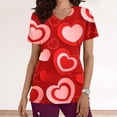 thumbnail image 1 of LSLJS Blouse à Manches Courtes Col en V pour Femmes, Uniforme de Travail, Impression Joyeuse Saint-Valentin avec Poche, Blouses Médicales pour Femmes, 1 of 5