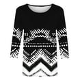 thumbnail image 5 of Xdegoge Womens Blouses 3/4 Sleeve Plus Size Tops Fashion Printed Crew Neck Oversized T Shirt Loose Fit Tunic Summer Tops Casual Boho Tees Ropa Mujer Placed History Online, 5 of 5