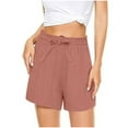 thumbnail image 2 of Summer Shorts for Women Tie Elastic High Waisted Wide Leg Shorts Solid Casual Lounge Pants with Pockets, 2 of 6