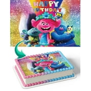 Trolls Glitter MB Edible Cake Image Topper Birthday Photo Icing Fondant Decoration Print 1/4 Sheet
