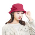 thumbnail image 4 of MEICHEN Womens Winter Elegant Cloche Hat Fall Fashion Solid Color Flower Bowler Hat 1920s Accessories for Women Church Party, 4 of 4