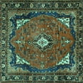 thumbnail image 1 of Ahgly Company Indoor Square Persian Turquoise Blue Traditional Area Rugs, 4' Square, 1 of 4