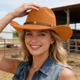 thumbnail image 2 of OJSFQUFP Cowboy Hat for Women and Men with Shapeable Wide Brim Cattleman Western Hats for Cowboys And, 2 of 3
