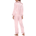 thumbnail image 6 of Womens 2 Piece Silk Satin Pajama Set Long Sleeve Lounge Sets Button Down Shirts and Pants PJs Soft Sleepwear Sets, 6 of 7