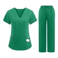 thumbnail image 3 of Stralyhd Scrubs for Women Set Stretch V-Neck Scrub Top & Straight Leg Pant with Multi Pockets for Nurse Workwear Green S, 3 of 6