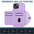 thumbnail image 2 of Allytech iPhone 13 Wallet Case with Hand Wrist, PU Leather RFID Blocking Cards Slots Shockproof Stand Feature Bumper Magnetic Closure Slim Shell Phone Case for Apple iPhone 13, Purple, 2 of 7