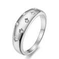 thumbnail image 3 of 6mm Silver Gold Black Band Women's Titanium Steel White Cz Wedding Ring Size 6-8, 3 of 7