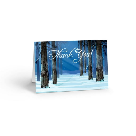 Stonehouse Collection Winter Forest Thank You Note Card - 10 Boxed Cards & Envelopes