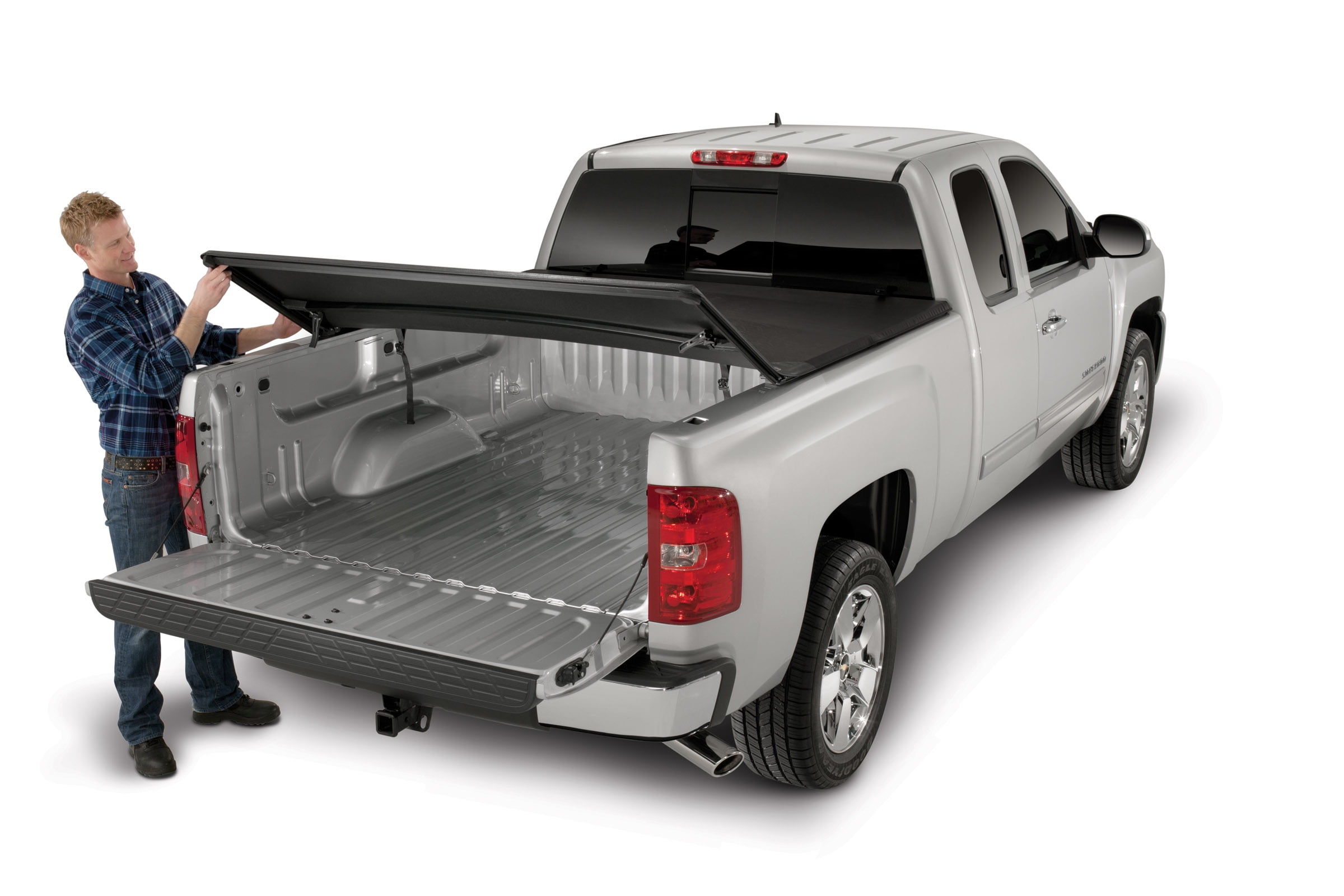 Trail FX TFX3004 Soft Tri-Fold Tonneau Cover Black Vinyl w/ Aluminum Rails