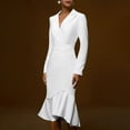 thumbnail image 4 of ClodeEU Women's Sexy Blazer Collar Bodycon Fishtail Dress,Wedding Guest Dress ,Work Dresses Business Outfits White,Womens Plus M, 4 of 6