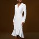 thumbnail image 4 of mfyjkho Vestidos casuales para mujer, Vestidos casuales de moda para mujer con solapa con muescas, escote en V y manga larga lisa Vestidos de fiesta para mujer l, 4 of 8