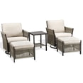 thumbnail image 2 of PARKWELL 5PCS Outdoor Swivel Glider Chairs Set, All-Weather Wicker Conversation Furniture with Swivel Rocking Chair, Ottomans,Oversized Deep Seat Rocker Lounge Chairs for Porch Balcony, Beige, 2 of 10