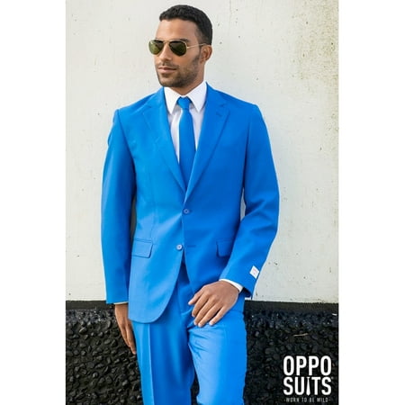 OppoSuits Men's Blue Steel Solid Suit