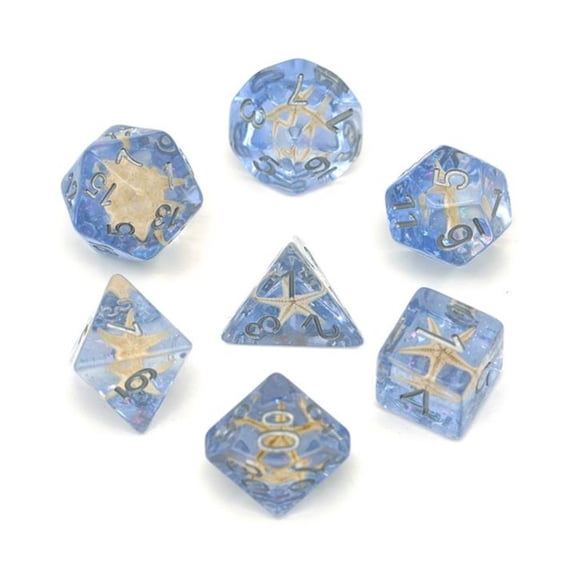 Foam Brain Games Poly Set - Blue Glitter and Starfish w/Silver (7) New