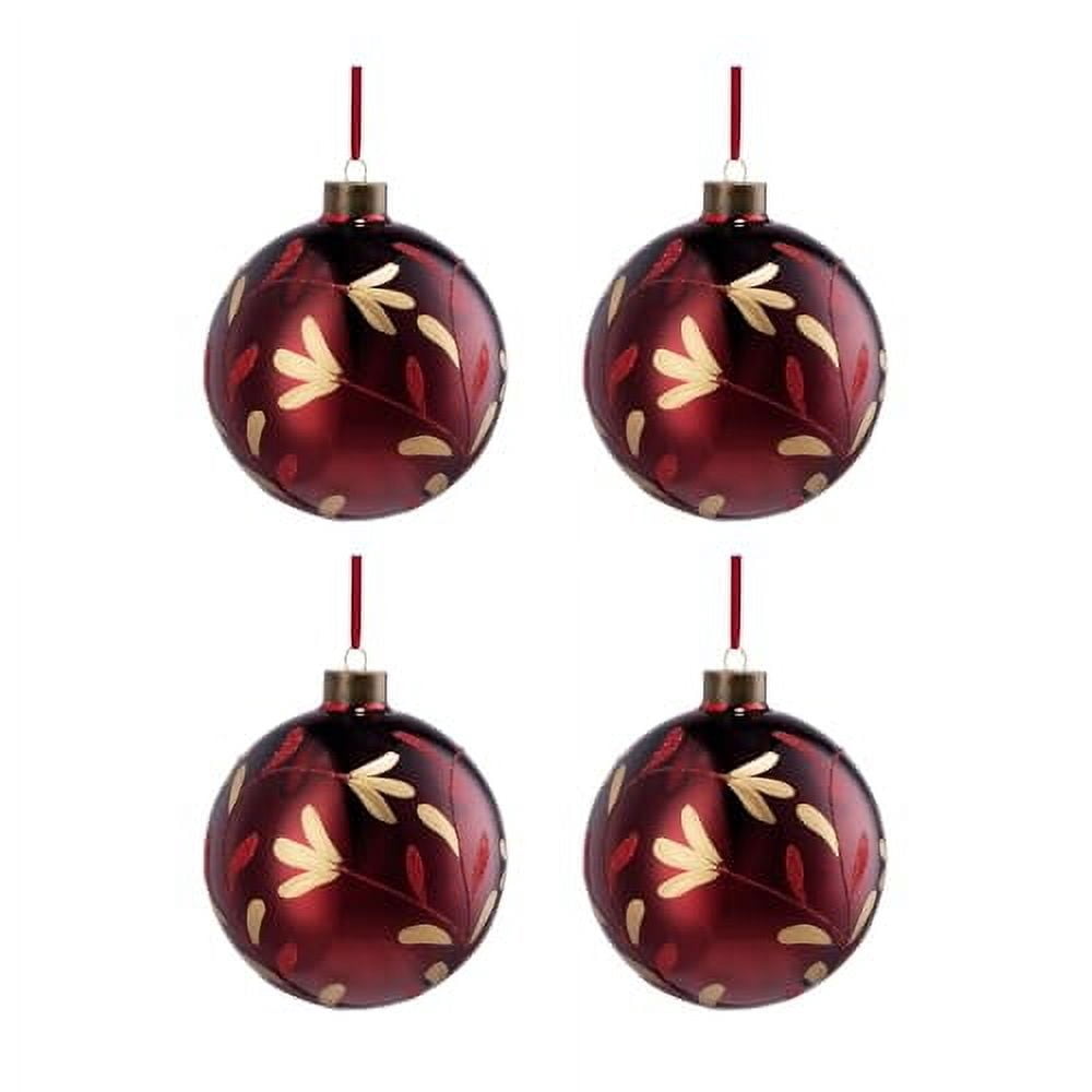 Set of 4 Glass Christmas Ball Ornaments with Glitter and Painting Design by Riccardo Tree Decor