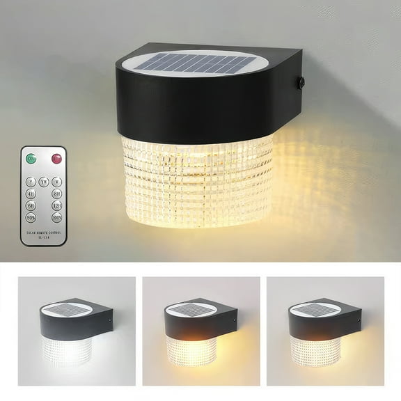 LITOM Solar Dusk to Dawn Wall Light - IP65 Waterproof, Remote 3 Color Temp, 1200mAh 12H, Wireless Easy Install for Garden/Patio/Fence/Porch