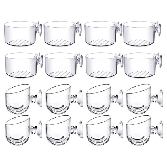 Kit de 16 Macetas Acrílicas Transparentes para Plantas Acuáticas con Ventosa, para Decoración de Acuarios, 2 Formas