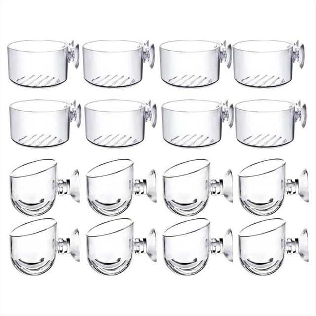 Kit de 16 Macetas Acrílicas Transparentes para Plantas Acuáticas con Ventosa, para Decoración de Acuarios, 2 Formas
