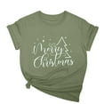 thumbnail image 3 of Jinhomg Christmas Tee Shirts for Women Funny Cute Letter Print Xmas T-Shirt Lightweight Comfy Short Sleeve Crew Neck Holiday Tops Daily Wear Fall Saving Mint Green XL, 3 of 6