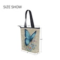 thumbnail image 7 of Zipper canvas bag large capacity large size practical handbag durable Canvas with leather material Blue Butterfly and Music Notes, 7 of 7