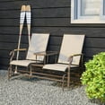 thumbnail image 4 of Resenkos 2-Person Glider Bench, Steel Frame Swing Loveseat with Table, Outdoor Relaxation, Perfect for Patio,Light Mixed Brown, 4 of 11