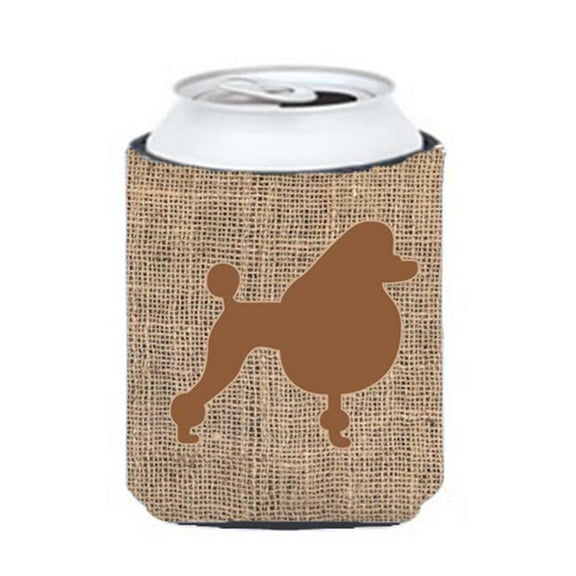 Poodle Burlap And Brown Can Or Bottle  Hugger