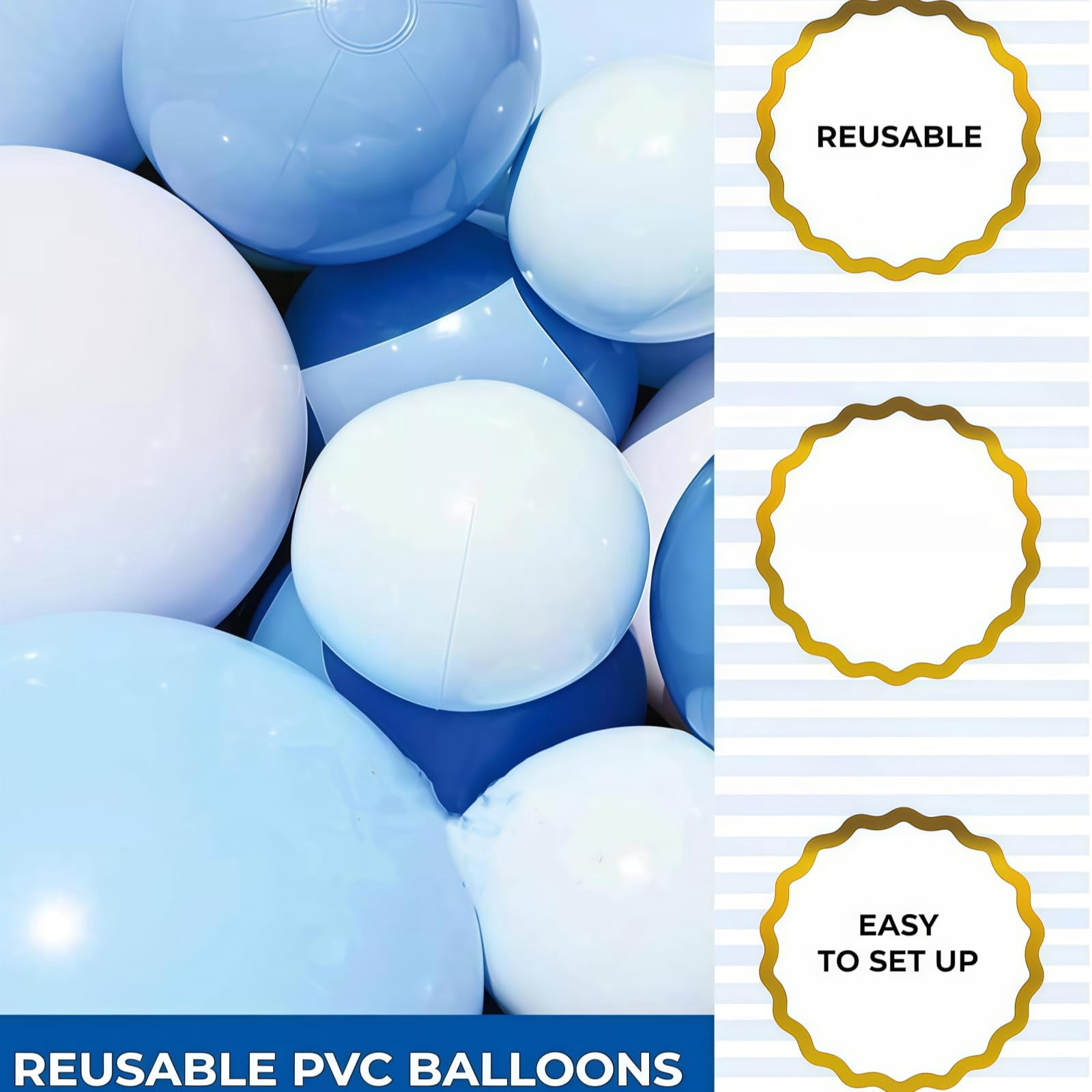 Reusable Balloon Garland,PVC Inflatable Balloon Arch Kit with Elastic Bands,7-Connected Balloons,Thickened & Durable One-Piece Design,Quick Setup for Birthdays,Weddings & Events