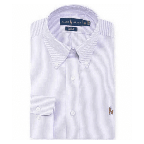 Polo Ralph Lauren Long Sleeve Dress Shirt Classic Fit,Purple Stripe,Sz 17.5/34-3