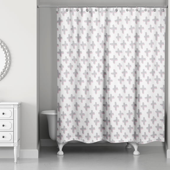Creative Products Pink and Gray Plus 71x74 Shower Curtain