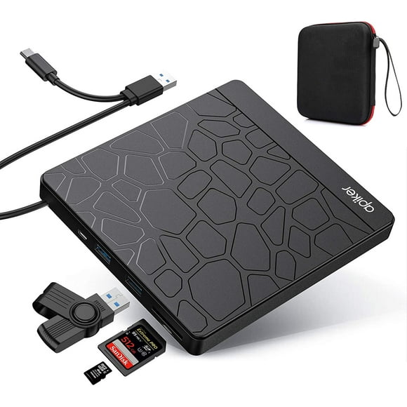 External DVD Drive, USB3.0 CD DVD +/-RW Burner for Laptops, Optical Drive with SD Slot