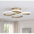 thumbnail image 3 of Modern LED Ceiling Lighting, Dimmable Semi Flush Mount Ceiling Light Fixture, Gold Contemporary Curved Rings Chandelier 45W 2250lumens for Dining Room Kitchen Living Room Bedroom Hallway Entryway, 3 of 14