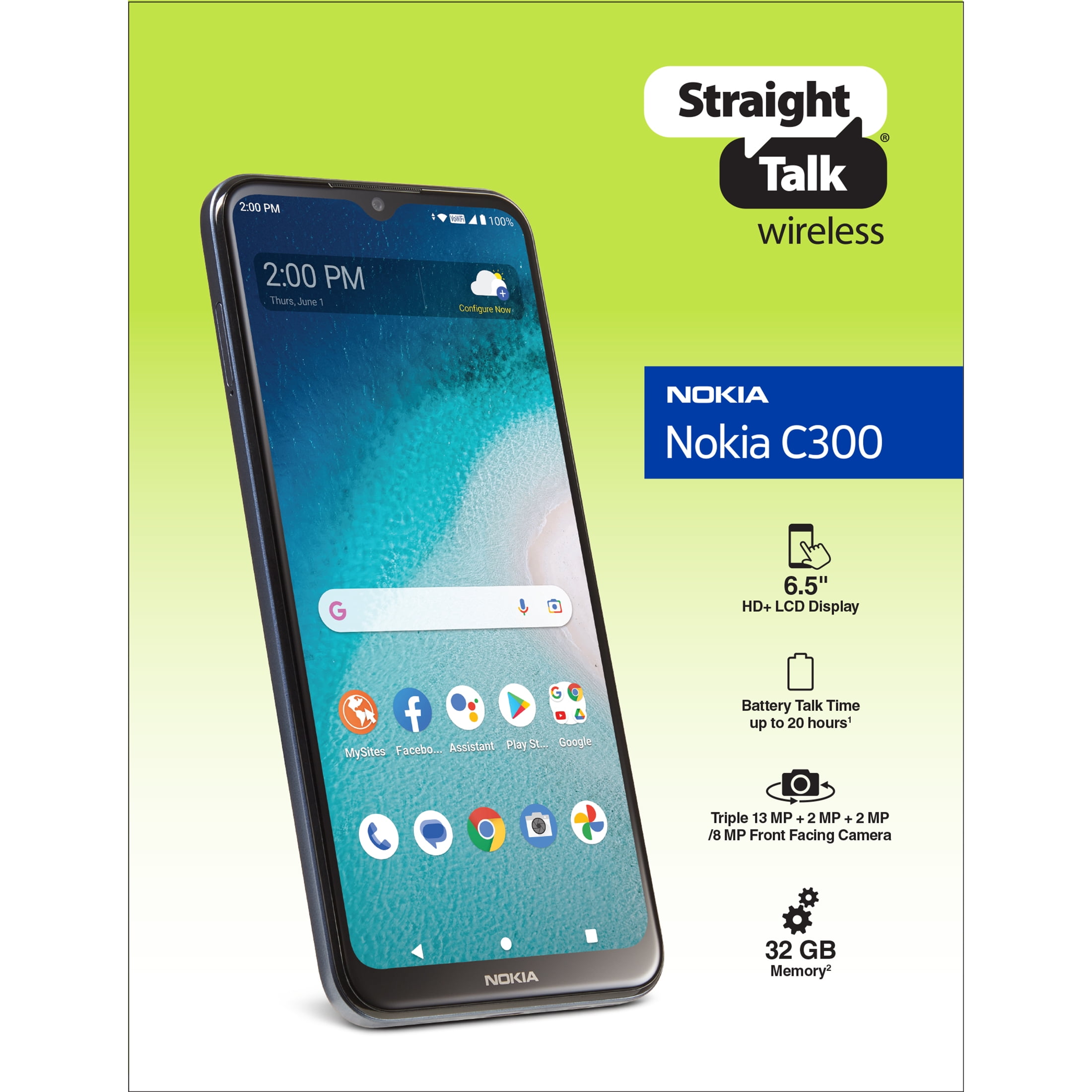 Straight Talk Nokia C300, 32GB, Blue - Prepaid Smartphone [Locked to Straight Talk]