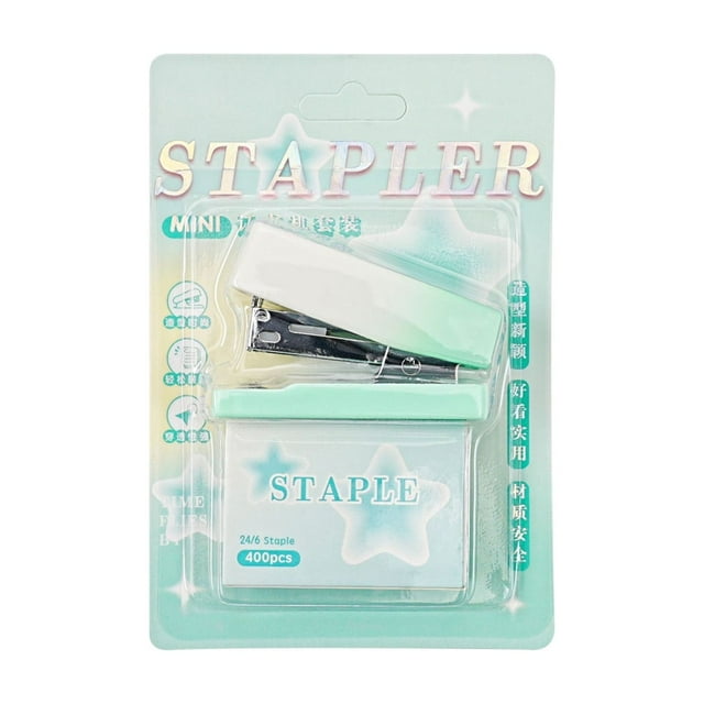 Leodye 1PCS Gradient Macaron Color Mini Stapler - Small Labor-Saving Stapler, Portable Binding Supplies for Students & office -5.51x3.74x2.17in