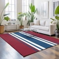 thumbnail image 3 of Area Rugs 5'x7', Red Blue Striped Carpet Runner Indoor Outdoor Rugs Home Decor Aesthetic, Modern Farmhouse Minimalist Stripes Non Slip Mats Washable Accent Rug for Living Room Bedroom, 3 of 8