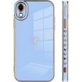 thumbnail image 4 of for iPhone XR Case Love Heart Plating Electroplate Luxury Elegant Case Camera Protector Soft TPU Shockproof Protective Corner Back Cover iPhone XR Case -Light Blue, 4 of 11