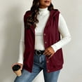 thumbnail image 2 of Lightweight Hoodies for Women Zaewscy Women Hooded Sleeveless Vest Button Front Casual Drawstring Waistcoat with Side Pockets Wine S, 2 of 6