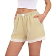thumbnail image 5 of ATENAR Shorts for Women Pokets Casual Womens Shorts Elastic Waist Ladies Shorts Khaki 2XL, 5 of 5