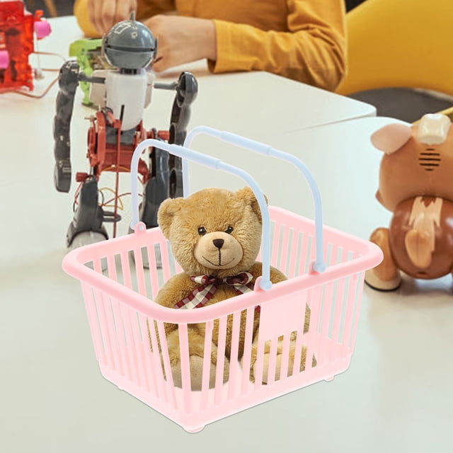 unbranded Cesta Organizadora Rosa Con Asa Para Mantener Espacio Limpio En