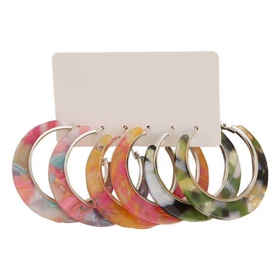 harmtty 3 Pairs Women Earrings C Shape Vintage Jewelry Electroplating Geometric Hoop Earrings Birthday Gift