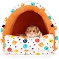 thumbnail image 1 of Cama para hámster, (26 * 24 * 23 cm) Cama para conejos, Cama cálida y suave para conejillos de Indias con cojín de felpa extraíble, Casa de invierno para ardillas, hurones, Conejo pequeño y erizo, 1 of 5