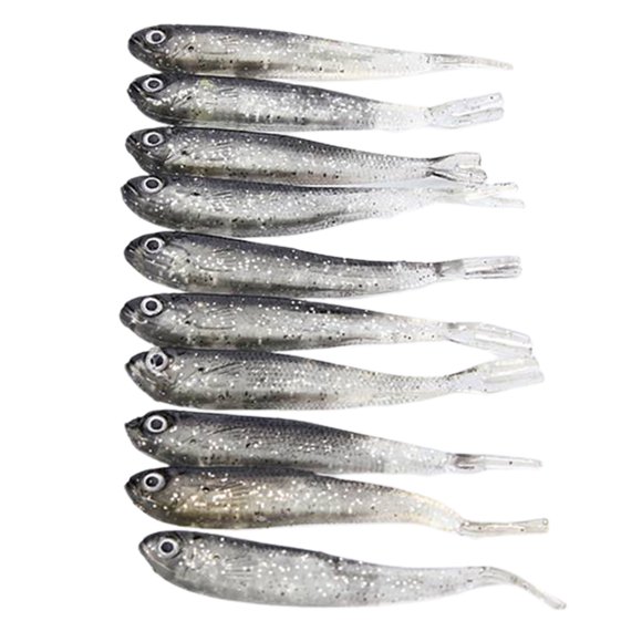 10PCS 8cm Vivid Natural Grey Fake Fish Lure Bait Pequeño Bass Catfish Lure Fish Bait Abanopi Carnada de pez