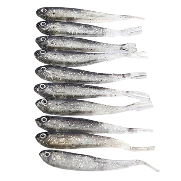 10PCS 8cm Vivid Natural Grey Fake Fish Lure Bait Pequeño Bass Catfish Lure Fish Bait Abanopi Carnada de pez