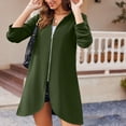 thumbnail image 4 of Full Zip Long Jacket for Women Fall Spring Winter Outwear No Hood Casual Mid-length Sweatshirt Coat with Pocket (2XL, Army Green), 4 of 7