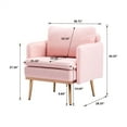 thumbnail image 4 of ARCTICSCORPION Mid-Century Chaise Lounge Arm Chair with Metal Rose Golden Legs, Modern Upholstered Arm Leisure Chair, Single Accent Sofa for Living Room Bedroom, Pink Teddy, 4 of 7