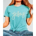 thumbnail image 3 of Jesus Shirt for Women - Pearl Script Christian Faith Graphic Tee Seafoam Shirt Adult 2X-Large, 3 of 7