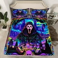 thumbnail image 2 of jejeloiu Spooky Gothic Skeleton Twin Sheet Sets,Halloween Horror Castle Twin Fitted Sheet,Happy Halloween Flat Sheet For Men Women,Microfiber Bedroom Decor,3 Pieces, 2 of 7